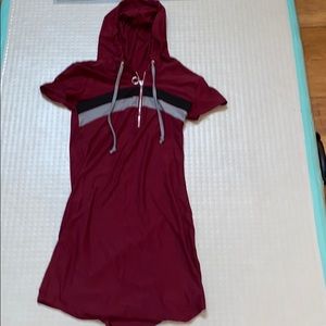 Maroon striped dress with hood(never worn)